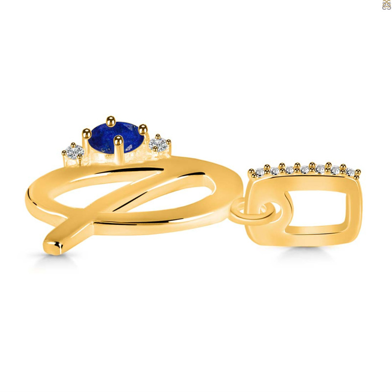 Lapis & White Topaz Alphabet Q Pendant LLP-RDA-43.