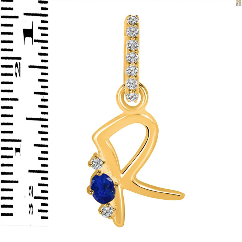 Lapis & White Topaz Alphabet R Pendant LLP-RDA-44.
