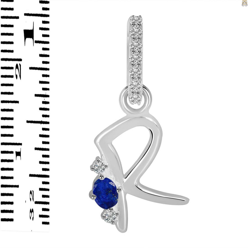 Lapis & White Topaz Alphabet R Pendant LLP-RDA-44.