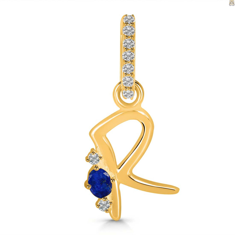 Lapis & White Topaz Alphabet R Pendant LLP-RDA-44.
