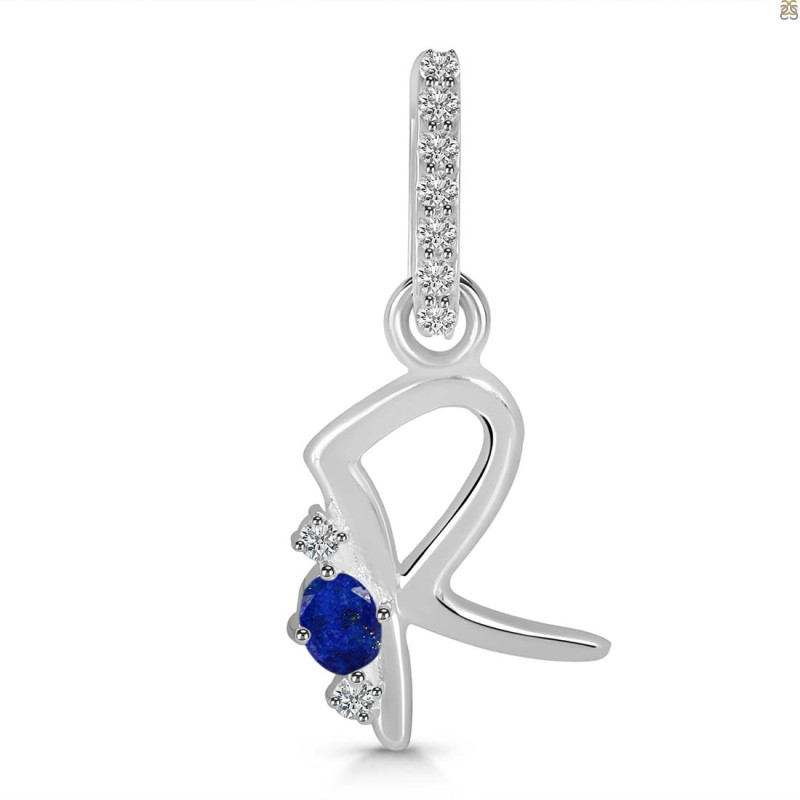 Lapis & White Topaz Alphabet R Pendant LLP-RDA-44.