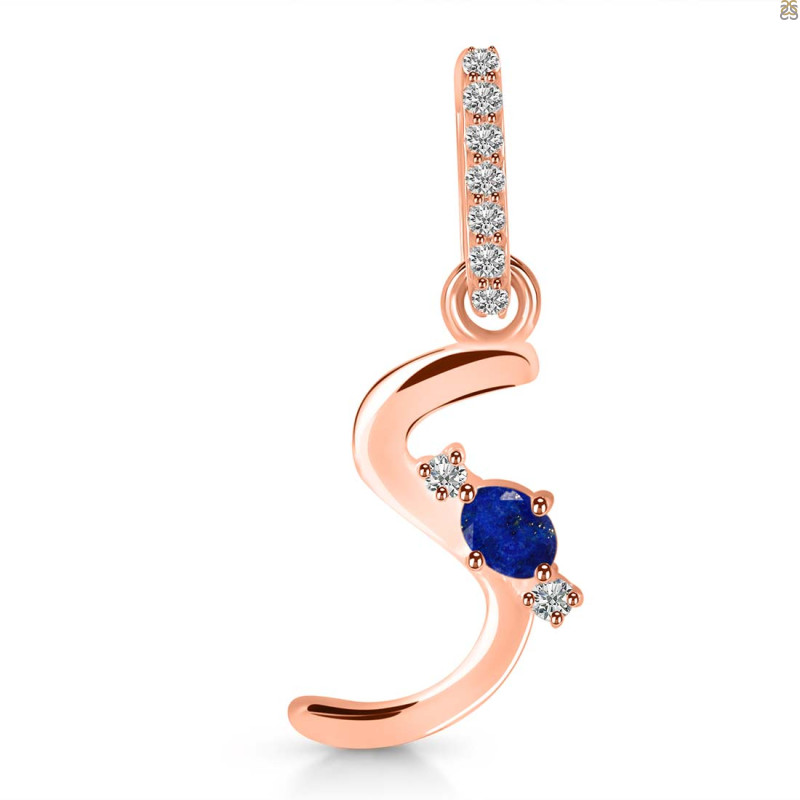 Lapis & White Topaz Alphabet S Pendant LLP-RDA-45.
