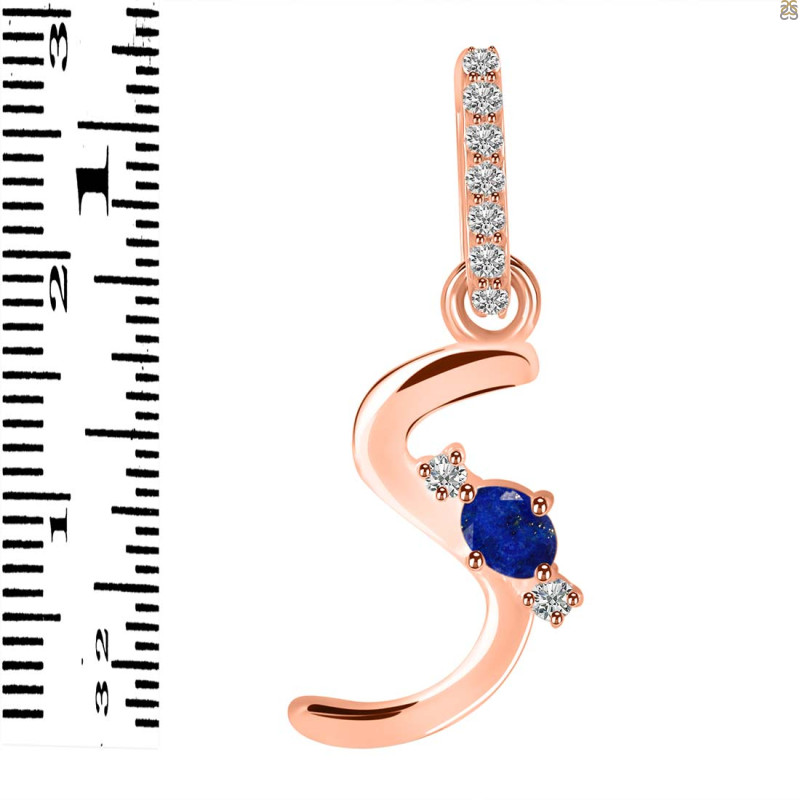 Lapis & White Topaz Alphabet S Pendant LLP-RDA-45.