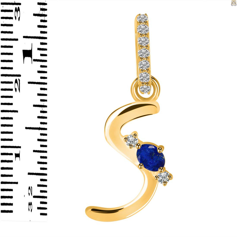 Lapis & White Topaz Alphabet S Pendant LLP-RDA-45.