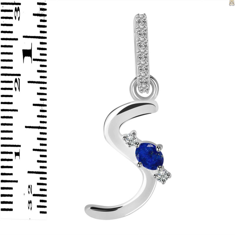 Lapis & White Topaz Alphabet S Pendant LLP-RDA-45.