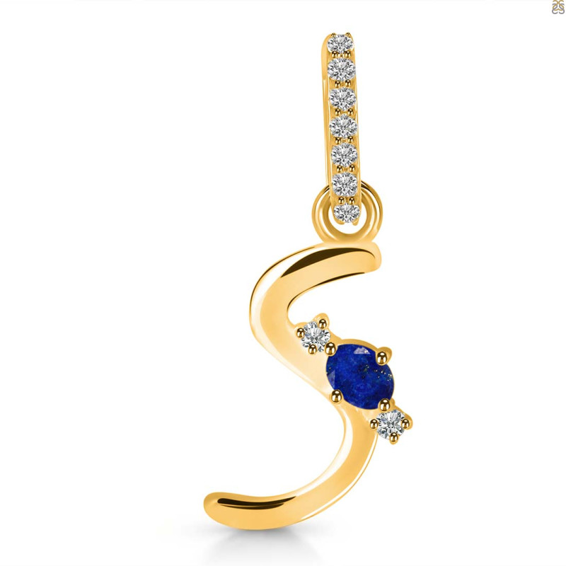 Lapis & White Topaz Alphabet S Pendant LLP-RDA-45.