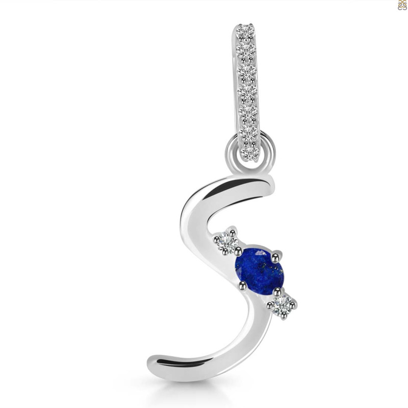Lapis & White Topaz Alphabet S Pendant LLP-RDA-45.