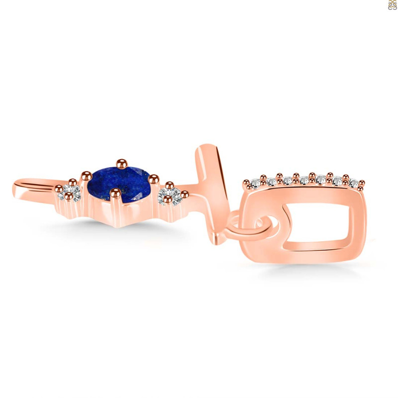 Lapis & White Topaz Alphabet T Pendant LLP-RDA-46.