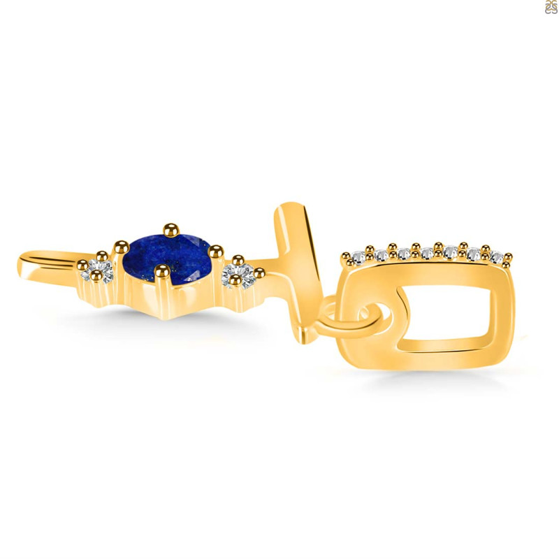 Lapis & White Topaz Alphabet T Pendant LLP-RDA-46.