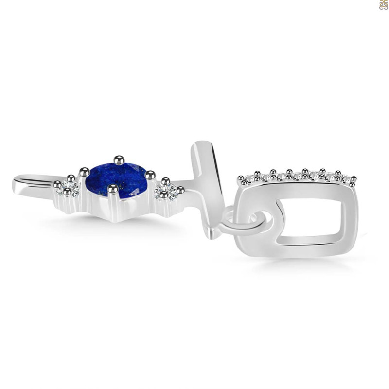 Lapis & White Topaz Alphabet T Pendant