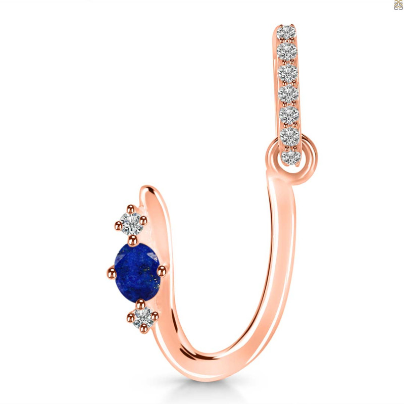 Lapis & White Topaz Alphabet U Pendant LLP-RDA-47.