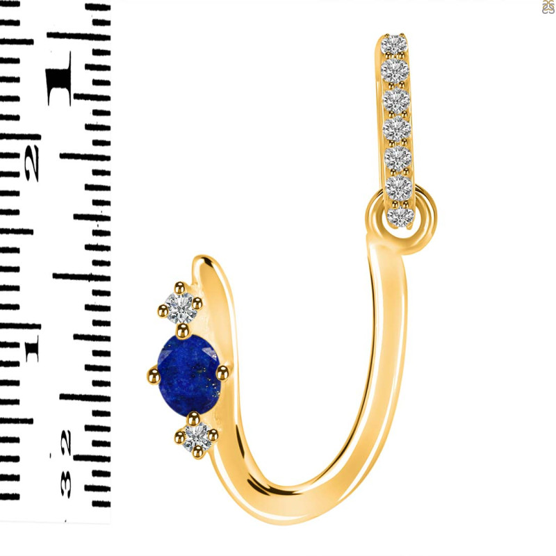 Lapis & White Topaz Alphabet U Pendant LLP-RDA-47.
