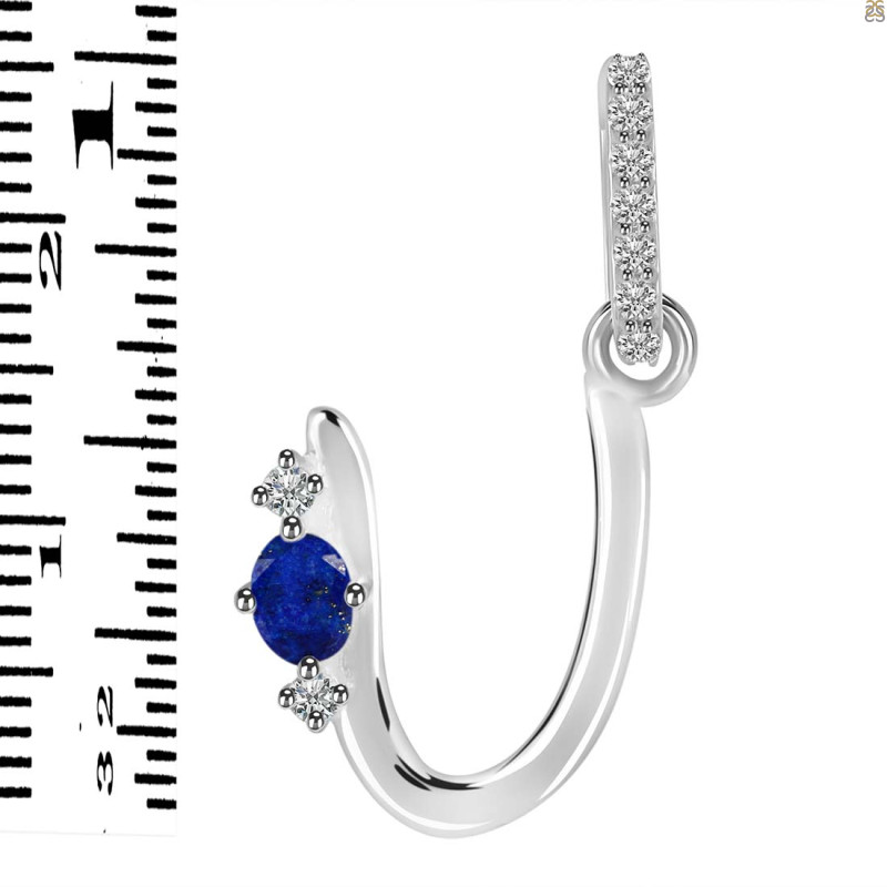 Lapis & White Topaz Alphabet U Pendant LLP-RDA-47.