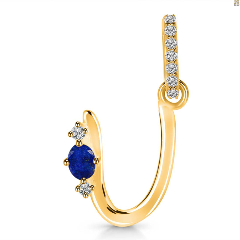 Lapis & White Topaz Alphabet U Pendant LLP-RDA-47.