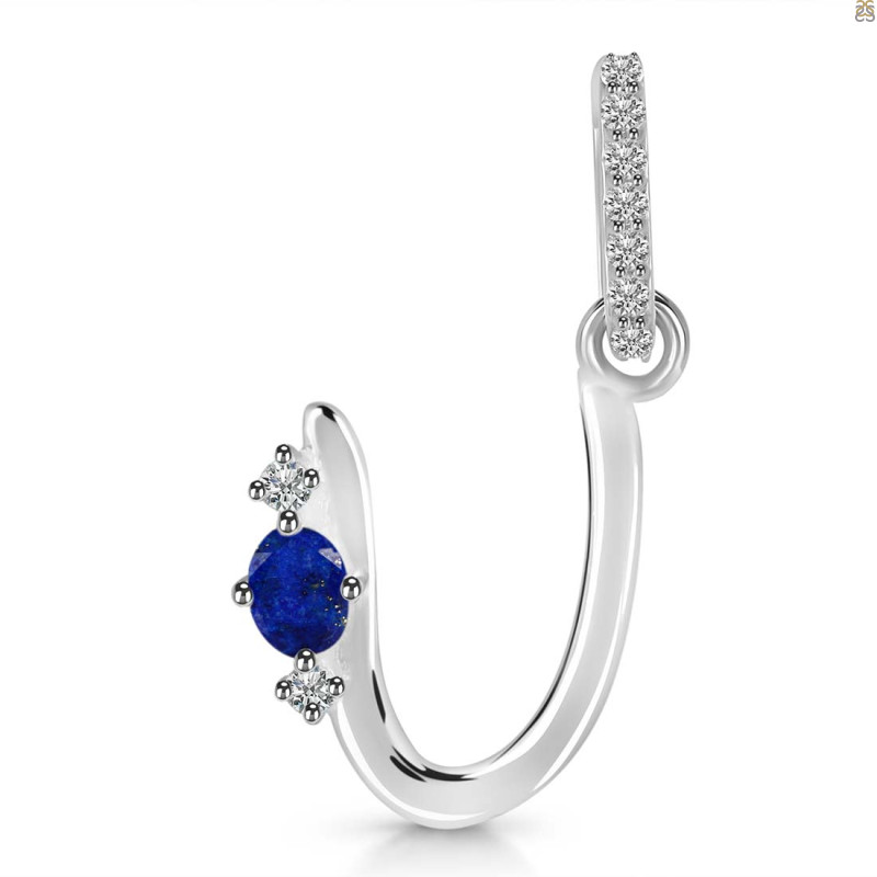 Lapis & White Topaz Alphabet U Pendant LLP-RDA-47.