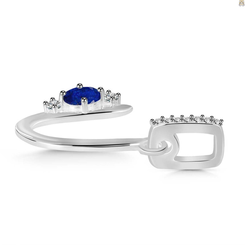 Lapis & White Topaz Alphabet U Pendant
