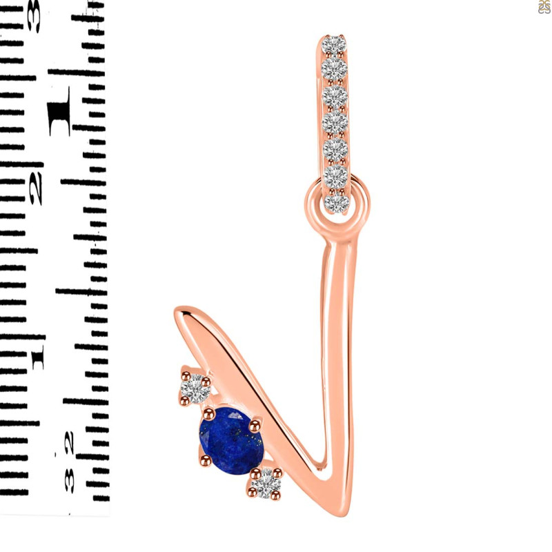 Lapis & White Topaz Alphabet V Pendant LLP-RDA-48.