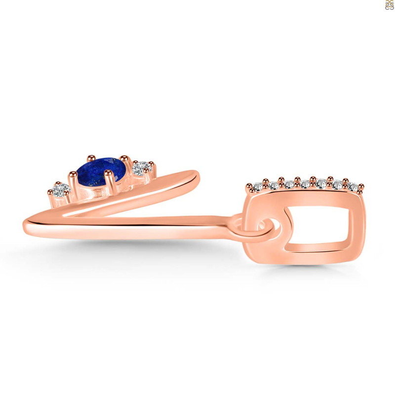 Lapis & White Topaz Alphabet V Pendant LLP-RDA-48.