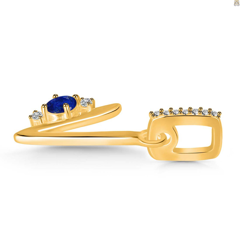 Lapis & White Topaz Alphabet V Pendant LLP-RDA-48.