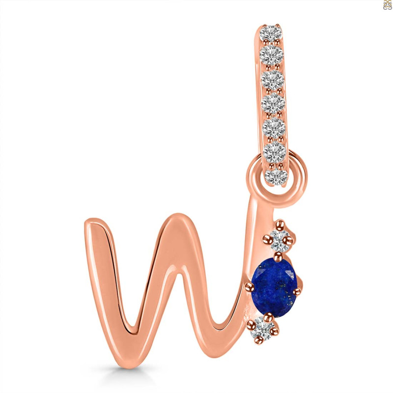 Lapis & White Topaz Alphabet W Pendant LLP-RDA-49.