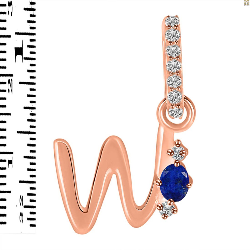 Lapis & White Topaz Alphabet W Pendant LLP-RDA-49.