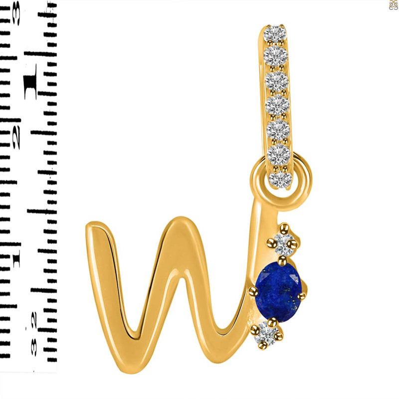 Lapis & White Topaz Alphabet W Pendant LLP-RDA-49.