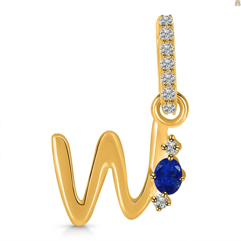 Lapis & White Topaz Alphabet W Pendant LLP-RDA-49.