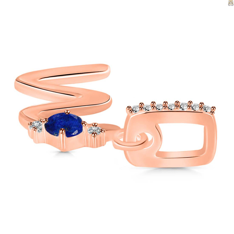 Lapis & White Topaz Alphabet W Pendant LLP-RDA-49.