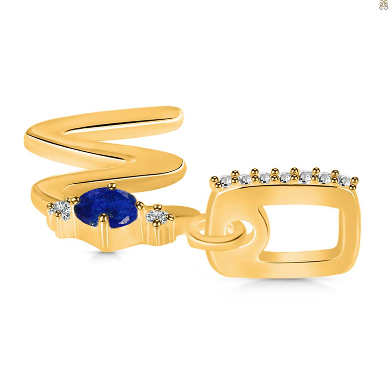 Lapis & White Topaz Alphabet W Pendant LLP-RDA-49.