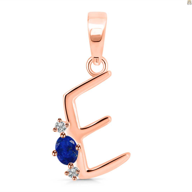 Lapis & White Topaz Alphabet E Pendant LLP-RDA-5.
