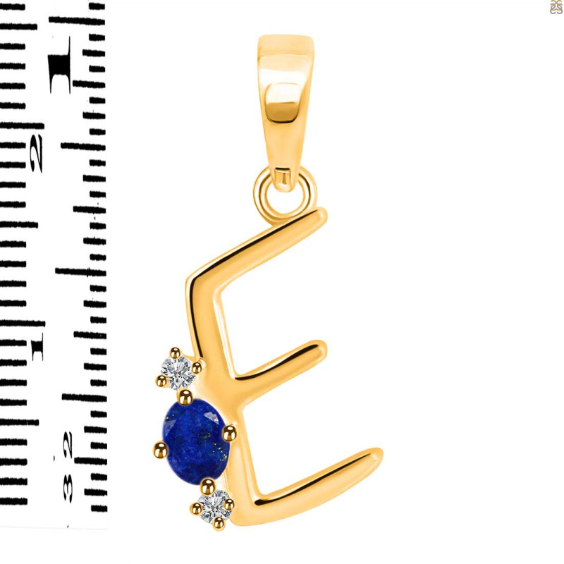 Lapis & White Topaz Alphabet E Pendant LLP-RDA-5.