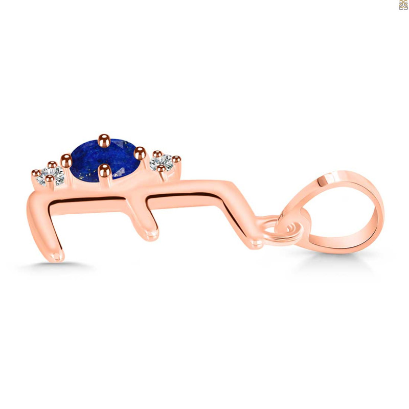 Lapis & White Topaz Alphabet E Pendant LLP-RDA-5.