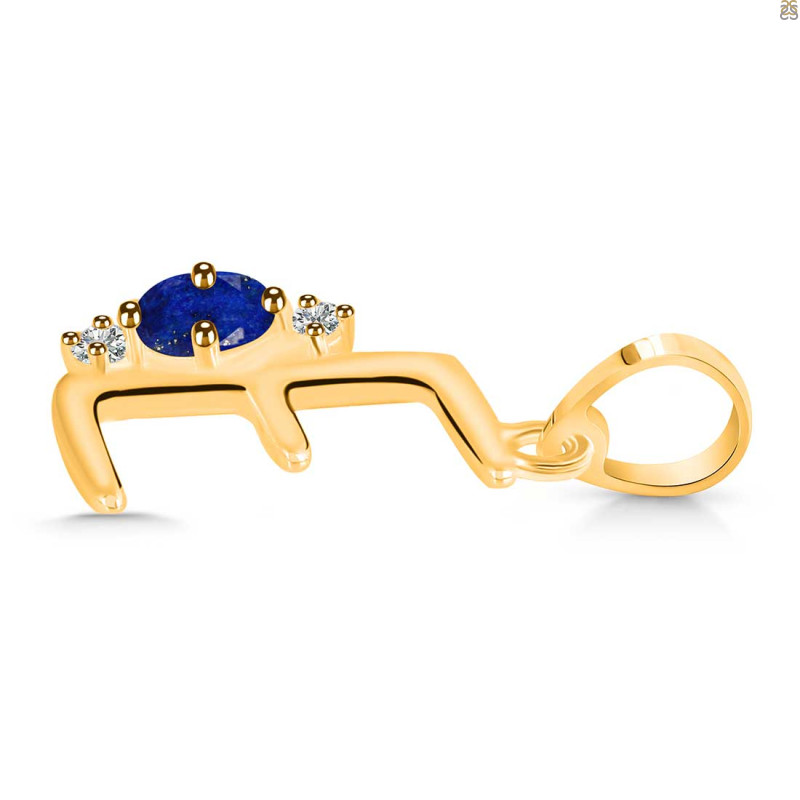 Lapis & White Topaz Alphabet E Pendant LLP-RDA-5.
