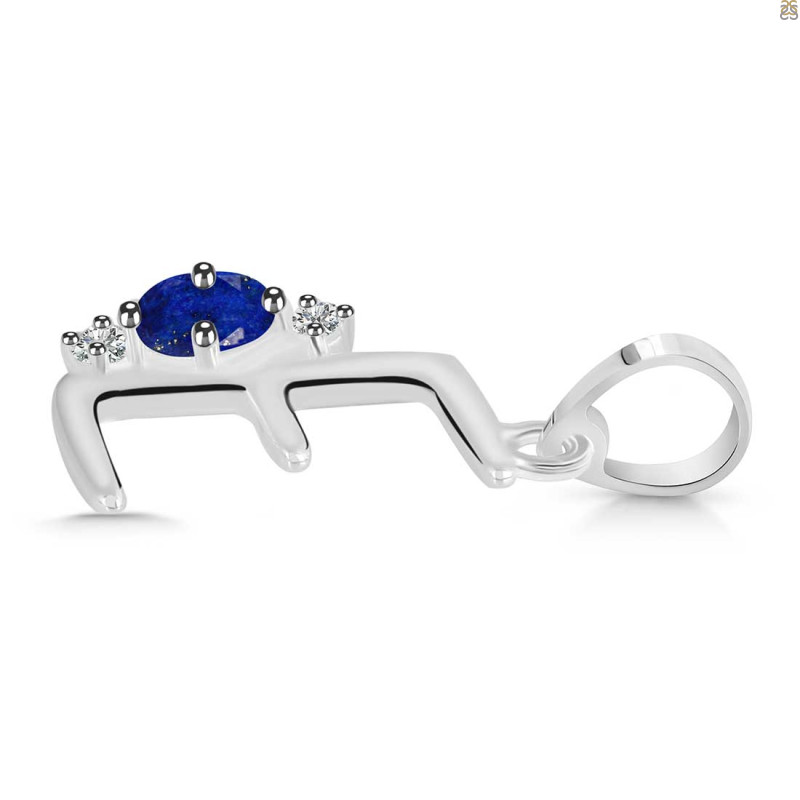 Lapis & White Topaz Alphabet E Pendant