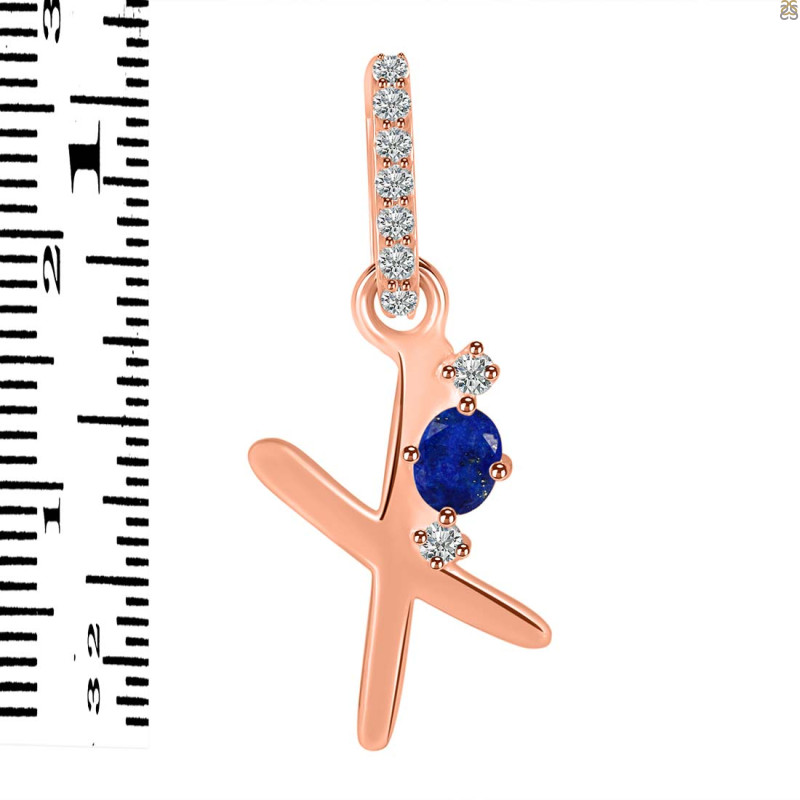 Lapis & White Topaz Alphabet X Pendant LLP-RDA-50.