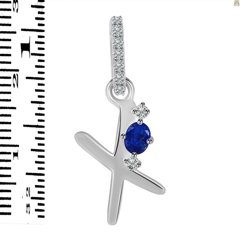 Lapis & White Topaz Alphabet X Pendant LLP-RDA-50.