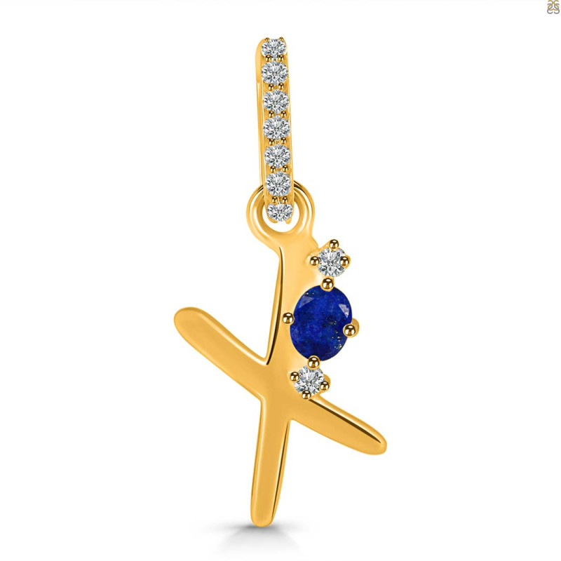 Lapis & White Topaz Alphabet X Pendant LLP-RDA-50.