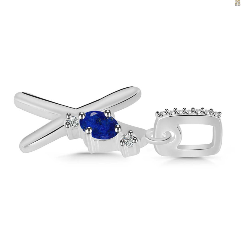 Lapis & White Topaz Alphabet X Pendant