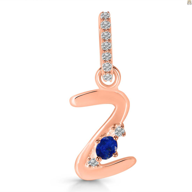 Lapis & White Topaz Alphabet Z Pendant LLP-RDA-52.