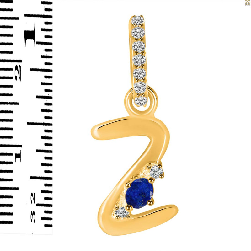 Lapis & White Topaz Alphabet Z Pendant LLP-RDA-52.