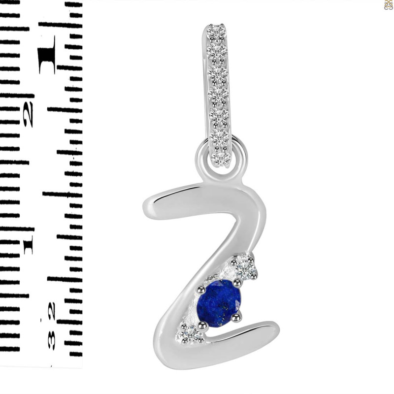Lapis & White Topaz Alphabet Z Pendant LLP-RDA-52.