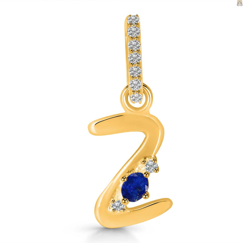 Lapis & White Topaz Alphabet Z Pendant LLP-RDA-52.