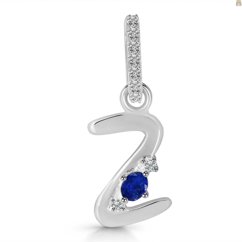 Lapis & White Topaz Alphabet Z Pendant LLP-RDA-52.