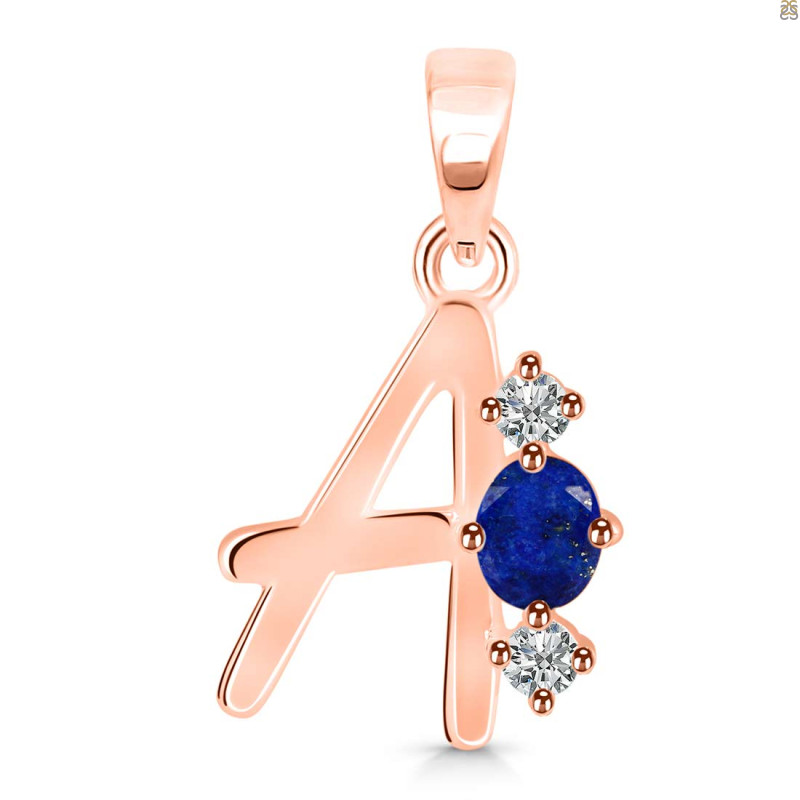 Lapis & White Topaz Alphabet A Pendant LLP-RDA-53.