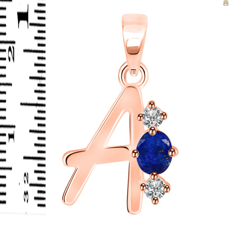 Lapis & White Topaz Alphabet A Pendant LLP-RDA-53.