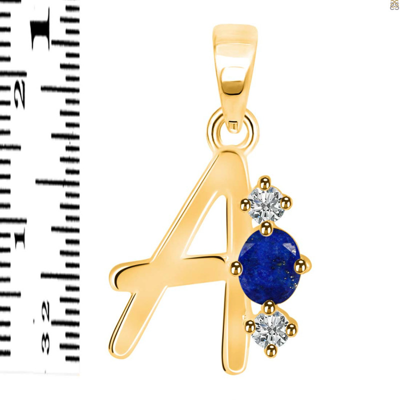 Lapis & White Topaz Alphabet A Pendant LLP-RDA-53.