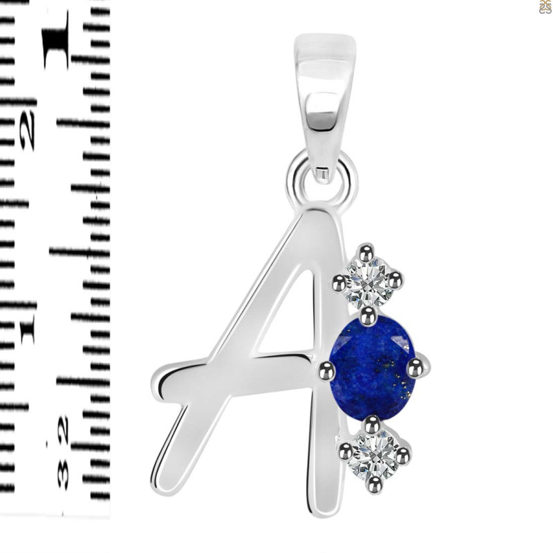 Lapis & White Topaz Alphabet A Pendant LLP-RDA-53.
