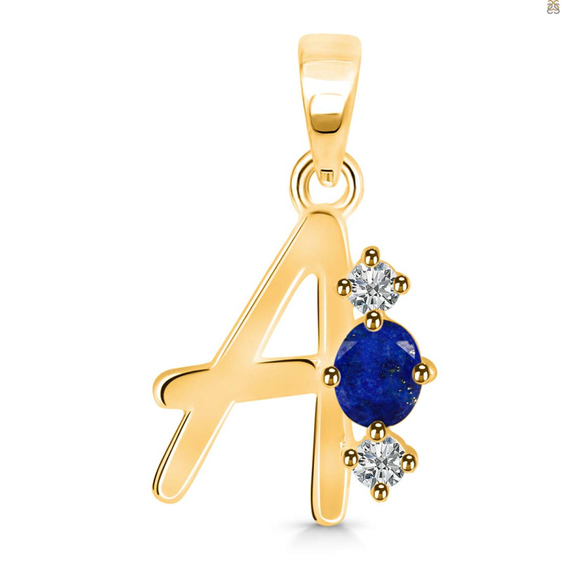 Lapis & White Topaz Alphabet A Pendant LLP-RDA-53.