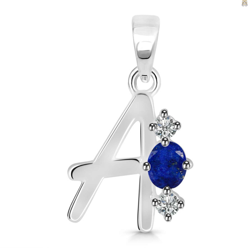 Lapis & White Topaz Alphabet A Pendant LLP-RDA-53.
