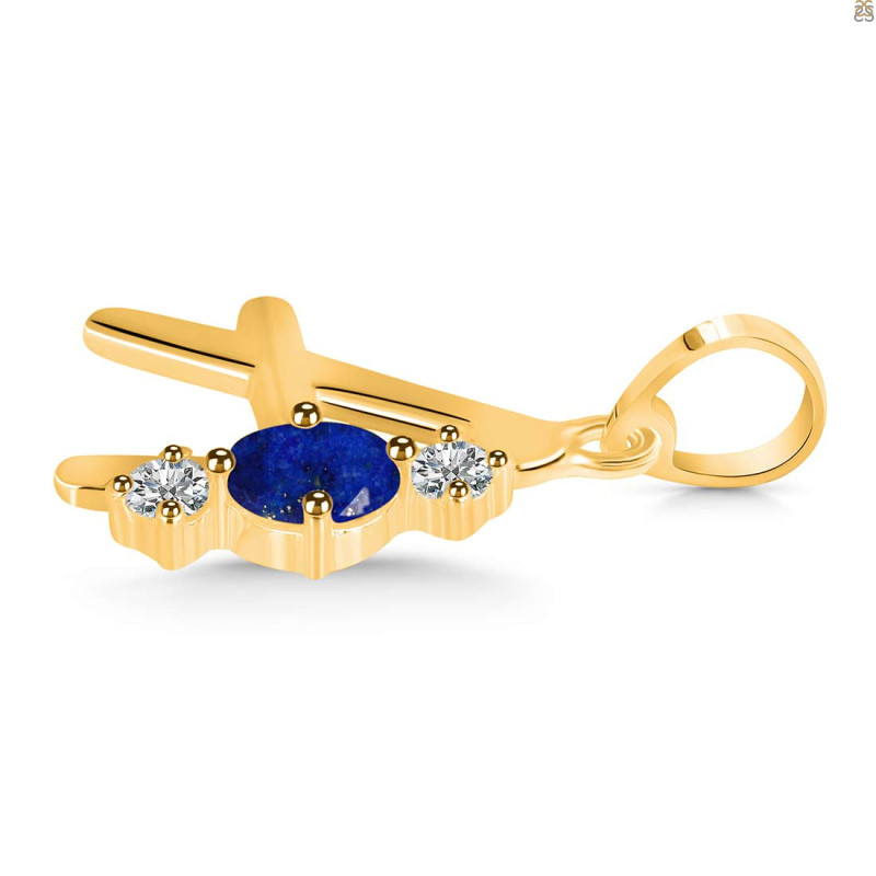 Lapis & White Topaz Alphabet A Pendant LLP-RDA-53.